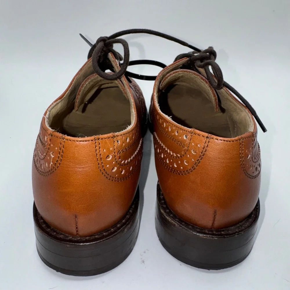 J.Crew Ludlow Wingtip Oxfords Tan Leather‎ Brogue Shoes Made in Italy Men's 7 B